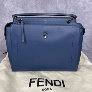 Fendi Dotcom Navy Blue Leather Handbag